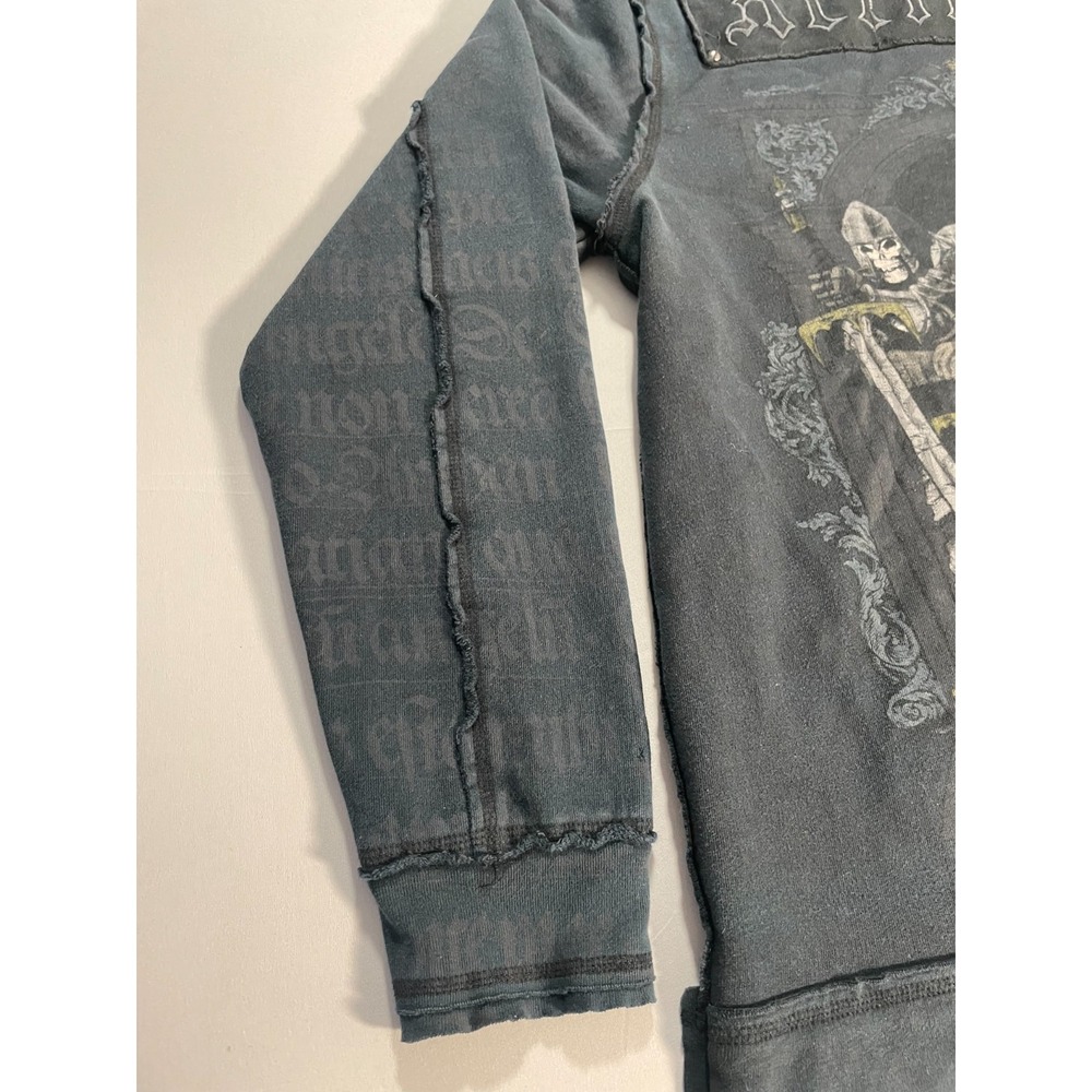 Y2K Affliction Vintage Goth‎ Knight Crusades USA Made Zip Up Hoodie Men's Size L - Picture 12 of 16